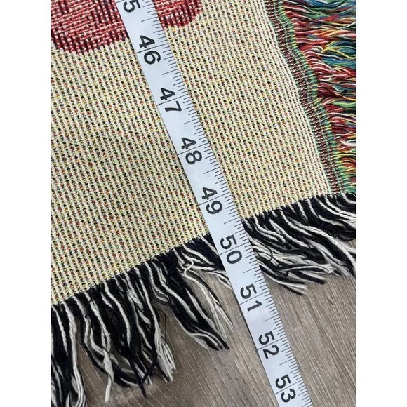 Vintage Live Laugh Love Colorful Floral Tapestry Throw Blanket 50 X 52 - Picture 12 of 12